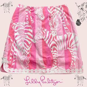 Lilly Pulitzer Vintage Mini Skirt Zebra Print Striped Pink Safari Wild Womens 4